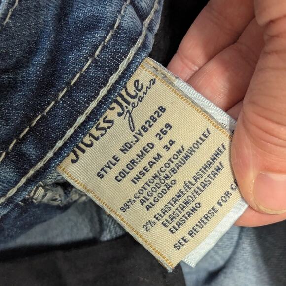 Miss Me Signature Bootcut Jeans Womens 27 Denim Leather Patch Pocket Pants Blue - Picture 5 of 6